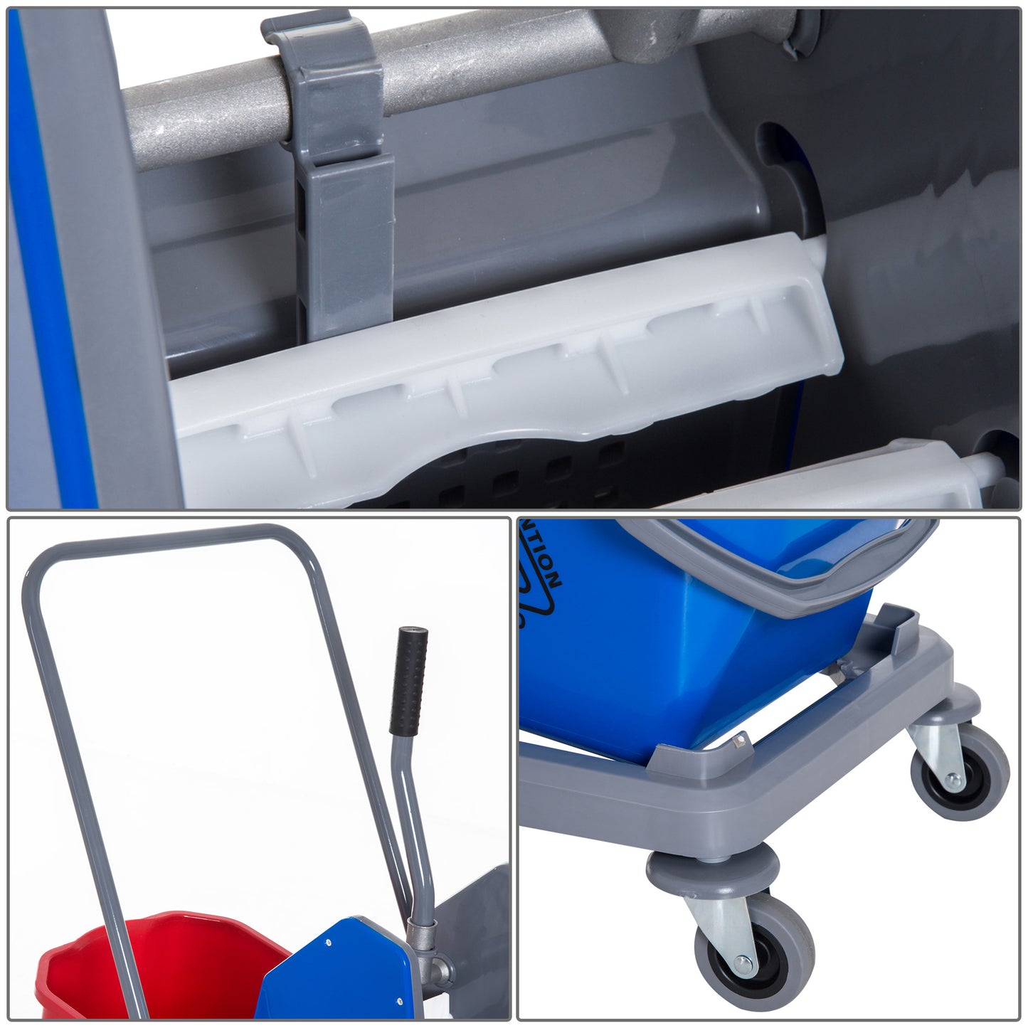 Schoonmaakwagen – Schoonmaaktrolley – Reinigingswagen – Dweilwagen – Systeemwagen – 25L Capaciteit – Ingebouwde Wringersysteem – Compact 73×45×92 cm