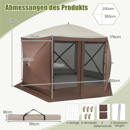 Partytent – Pop-up Tent – Paviljoen – Vouwtent – Feesttent – 3,5x3,5 m – Waterdicht Oxford Doek – Met Ademend Gaas en Zijwanden