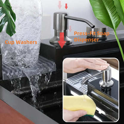 Keukenspoelbak – Spoelbak RVS – Gootsteen – Keukensink – Onderbouw Spoelbak – Zwart Gecoat RVS – Uittrekbare Kraan & Waterzuivering