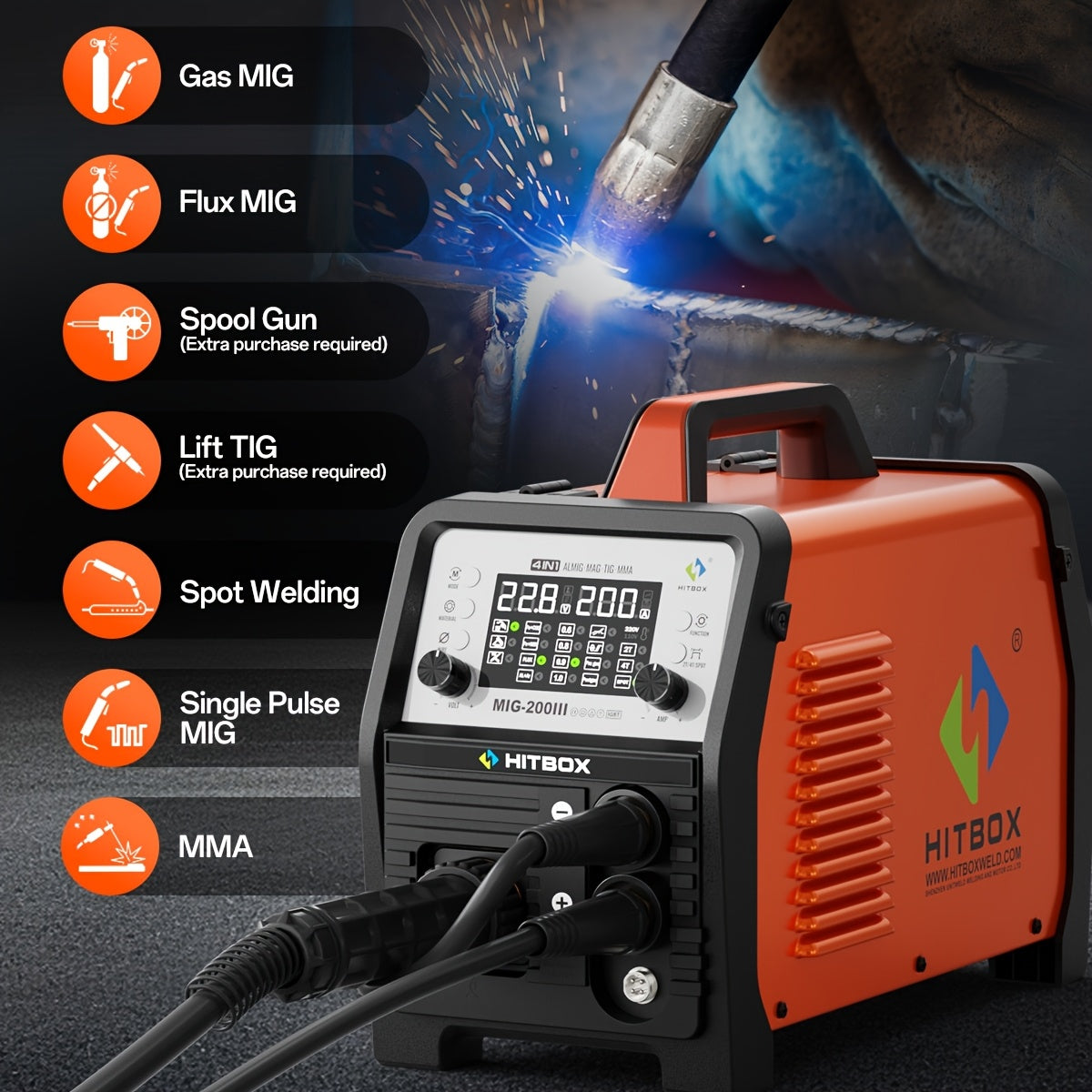 Mig Lasapparaat – MIG Lasser – Inverter Lasmachine – TIG Lasser – Aluminium Lasser – 200 Ampère – Instelbare Warmte & Koeling – Met LCD Display