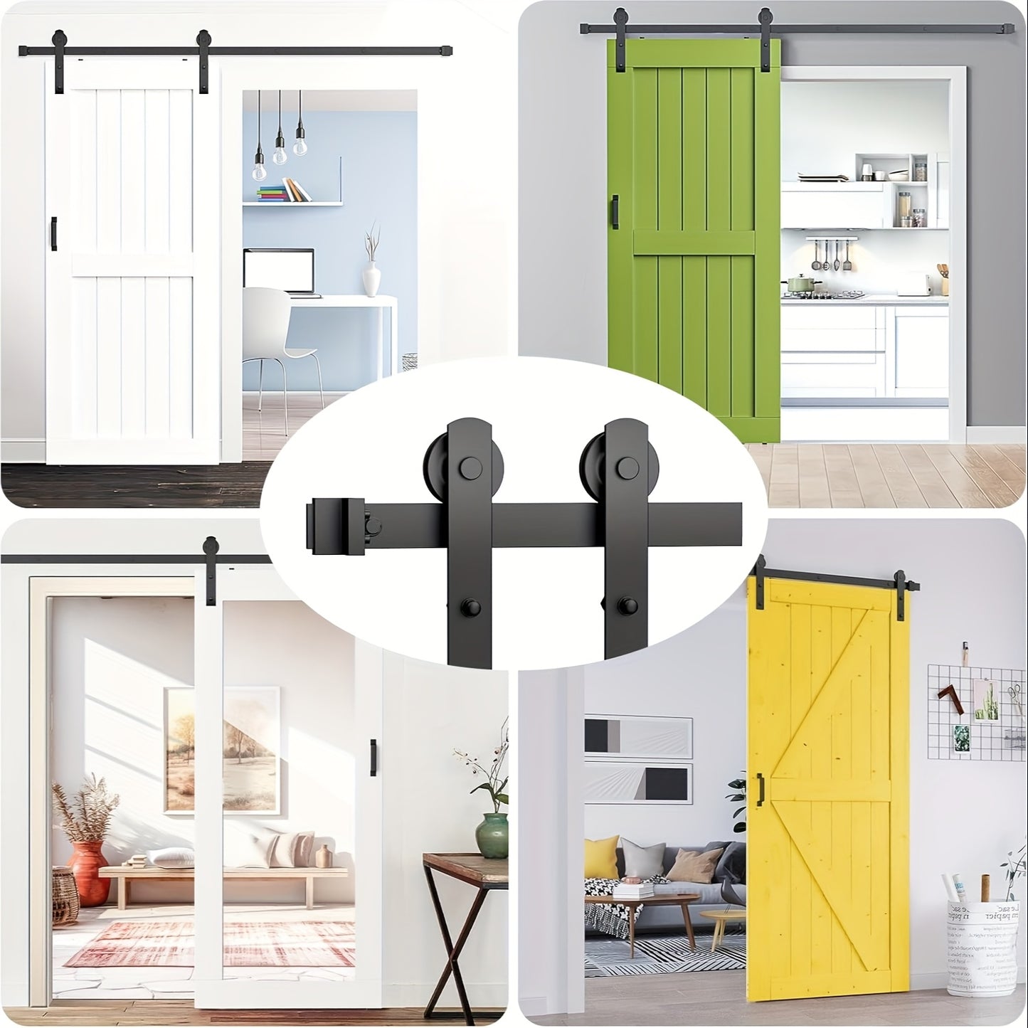 Schuifdeurbeslagset – Schuifdeurrails – Schuifdeursysteem – Schuifdeurkits – Deurbeslag 10ft/300cm – Zwaar Belasting – Geruisloos Schuiven