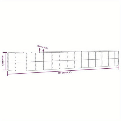 Plantenbak – Bloembak – Tuinbak – Bloempot Bak – Buiten plantenbak – Zilverkleurig Gepoedercoat Staal – Weerbestendig – 554x100x68 cm