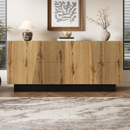 Modern Large 160cm Freestanding Storage Cabinet - Adjustable Shelf Cabinet with Ample Space, Wood Tone (Non-Wood), Easy Assembly Suitable for, Dining Room, Hallway - Contemporary & Classic Design