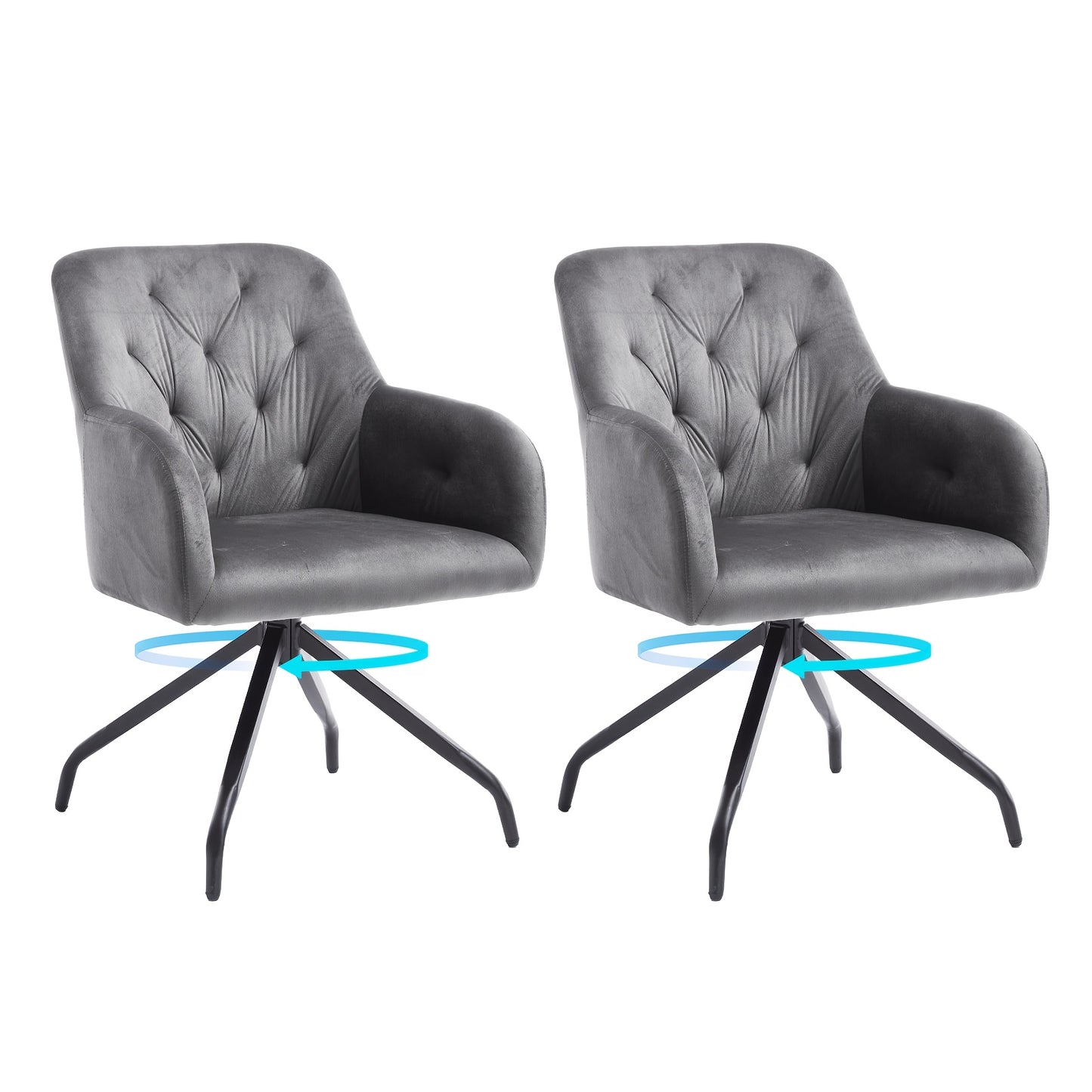 Eetkamerstoel – Stoel – Draaistoel – Kuipstoel – Armstoel – 360° Draaibaar – Velvet Bekleding Met Memory Foam