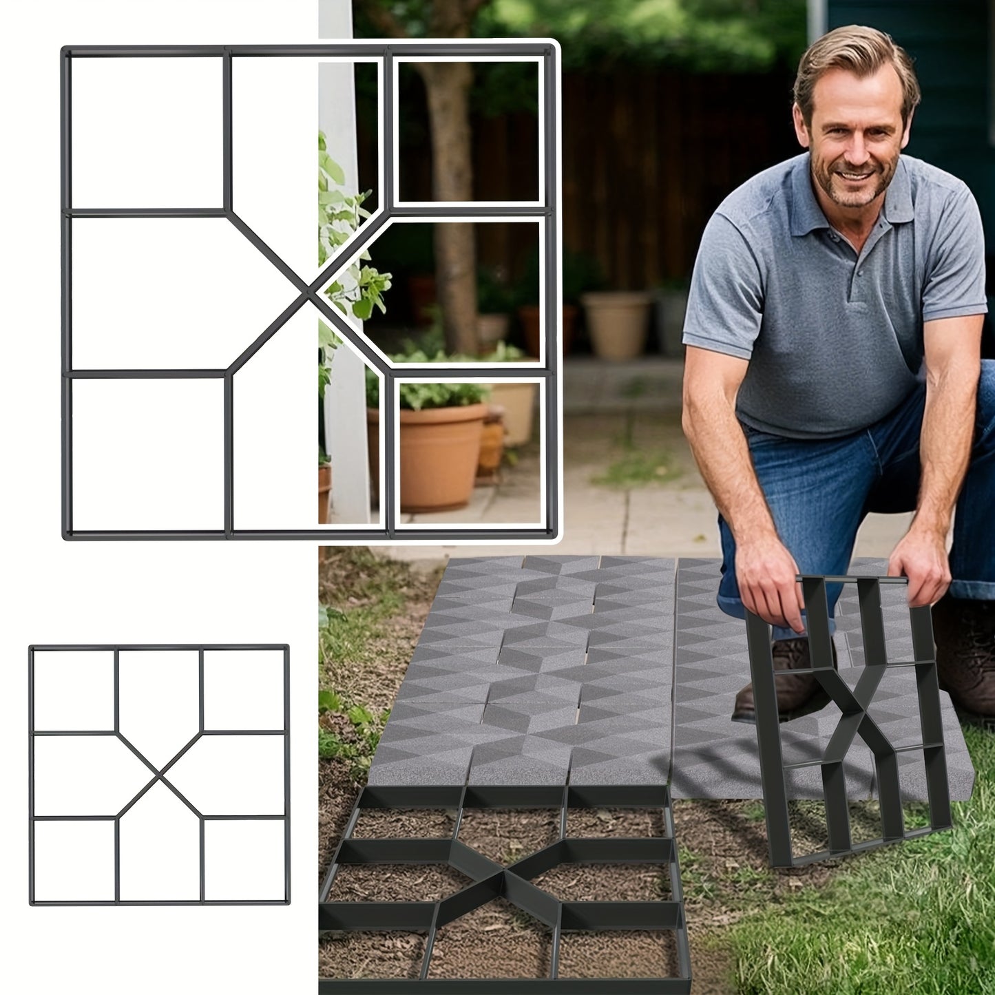 Betonnen Mallen – Tegelmallen – Stoepmal – Bestratingsmal – Gietmal – Duurzaam Plastic – Voor Unieke Tuinpadvormen (2 stuks)