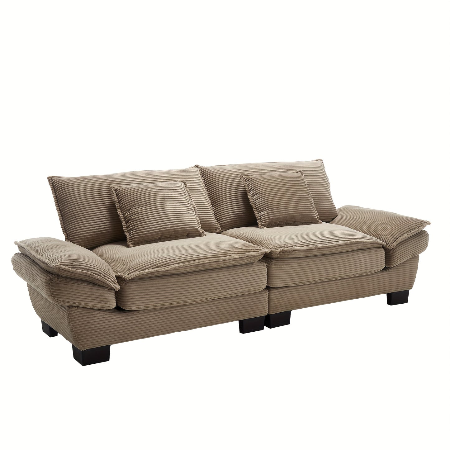 Loveseat – 2-zitsbank – Fauteuil – Tweezitsbank – Zitbank – Modern Minimalistisch Design – Hardhouten Frame – Comfortabele Katoenen Kussens – Beige Stoffering