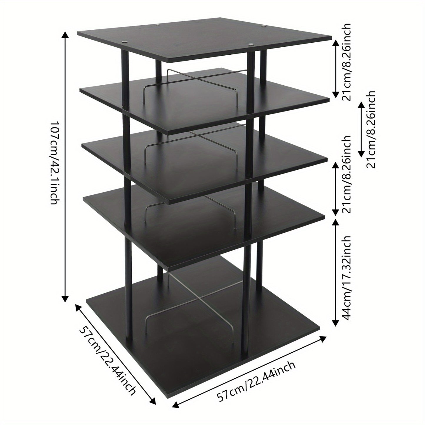 Draaibaar Schoenenrek – Schoenenkast Toren – Schoenendisplay – Schoenopberger – Schoenenrek 4-Lagen – 360° Draaibaar Design – Stevig Metaal Zwart