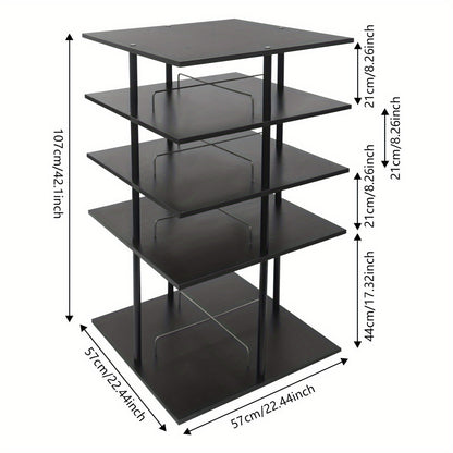 Draaibaar Schoenenrek – Schoenenkast Toren – Schoenendisplay – Schoenopberger – Schoenenrek 4-Lagen – 360° Draaibaar Design – Stevig Metaal Zwart