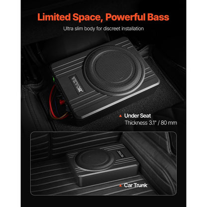 Subwoofer – Autosubwoofer – Actieve Subwoofer – Underseat Subwoofer – Compact Design – 150W RMS Vermogen – Aluminium Behuizing