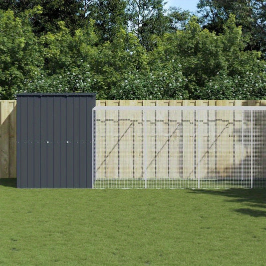 RVS Buitenren – Dierenkooi – Hek – Ren – Gezinsschuur – Duurzaam Gegalvaniseerd Staal – Weerbestendig 165x65x181 cm – Met Deksel Anthraciet