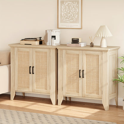 Dressoir – Buffetkast – Opbergkast – Ladekast – Woonkamerkast – Natuurlijk Rattan – Handgeweven Deuren – Stevige Constructie – Eenvoudige Montage
