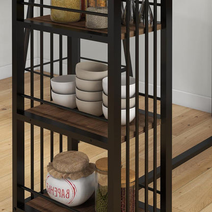Bartisch Standing Table Kitchen Counter, Industrial Design, 3 Shelves, 120 X 40 X 105 Cm; Black + Brown, Perfect for Party/Reception Furniture, Suitable for Restaurants, Bars, Living Rooms, Balconies, Taverns, Cafés, Bar Cou