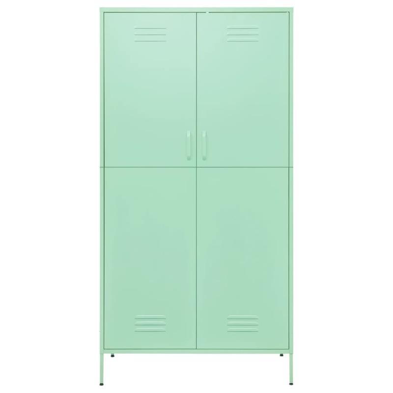 Mintgroene Stalen Kast – Opbergkast – Kledingkast – Bergkast – Vrijstaande Kast – Stevig Staal – Compact 98 cm Hoog