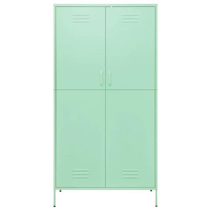 Mintgroene Stalen Kast – Opbergkast – Kledingkast – Bergkast – Vrijstaande Kast – Stevig Staal – Compact 98 cm Hoog