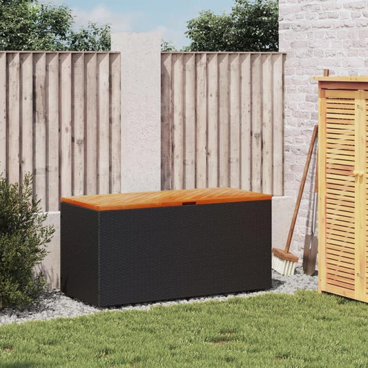 Buitenopslagbox – Tuinbox – Opbergkist – Patio Organizer – Opslagbak – Weerbestendig Woven Resin – Acaciahouten Deksel