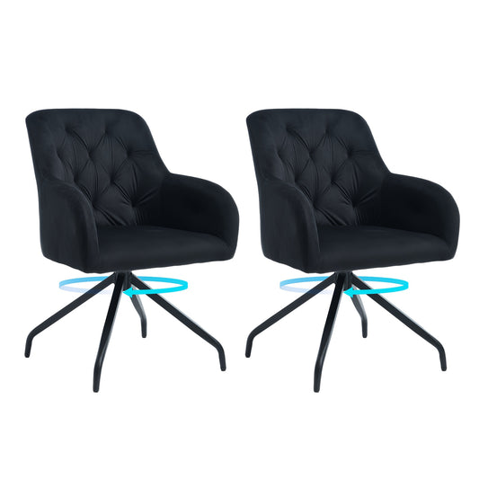Draaistoel – Eetkamerstoel – Bureaustoel – Stoel – Kuipstoel – Set Van 2 – Velvet Bekleding – 360° Draaibaar Met Metalen Frame