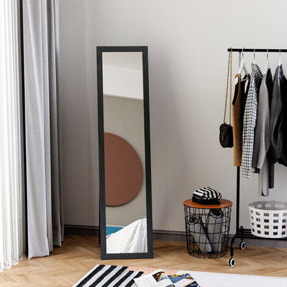 Full-Length Spiegel – Staande Spiegel – Wandspiegel – Kleerhangspiegel – Passpiegel – Zwart MDF-Frame – 154 cm Hoog – Vrijstaand & Wandmontage