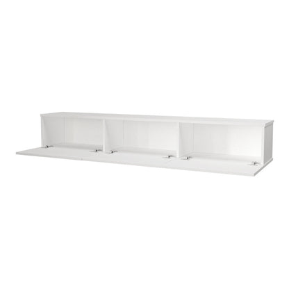 TV Meubel – TV Kast – TV Dressoir – Mediameubel – Hangend TV Meubel – Zwart & Eiken – 180x31x29,5 cm – 3 Opslagvakken