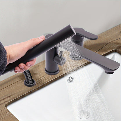 TOOL1SHOOO Black Bathtub Shower Faucet 3pcs, Modern Black Shower Set with 360° Swivel Spout And 59.94-80.01 cm Stainless Steel Flexible Hose, Suitable for Hotel Bath Center And Home Use.