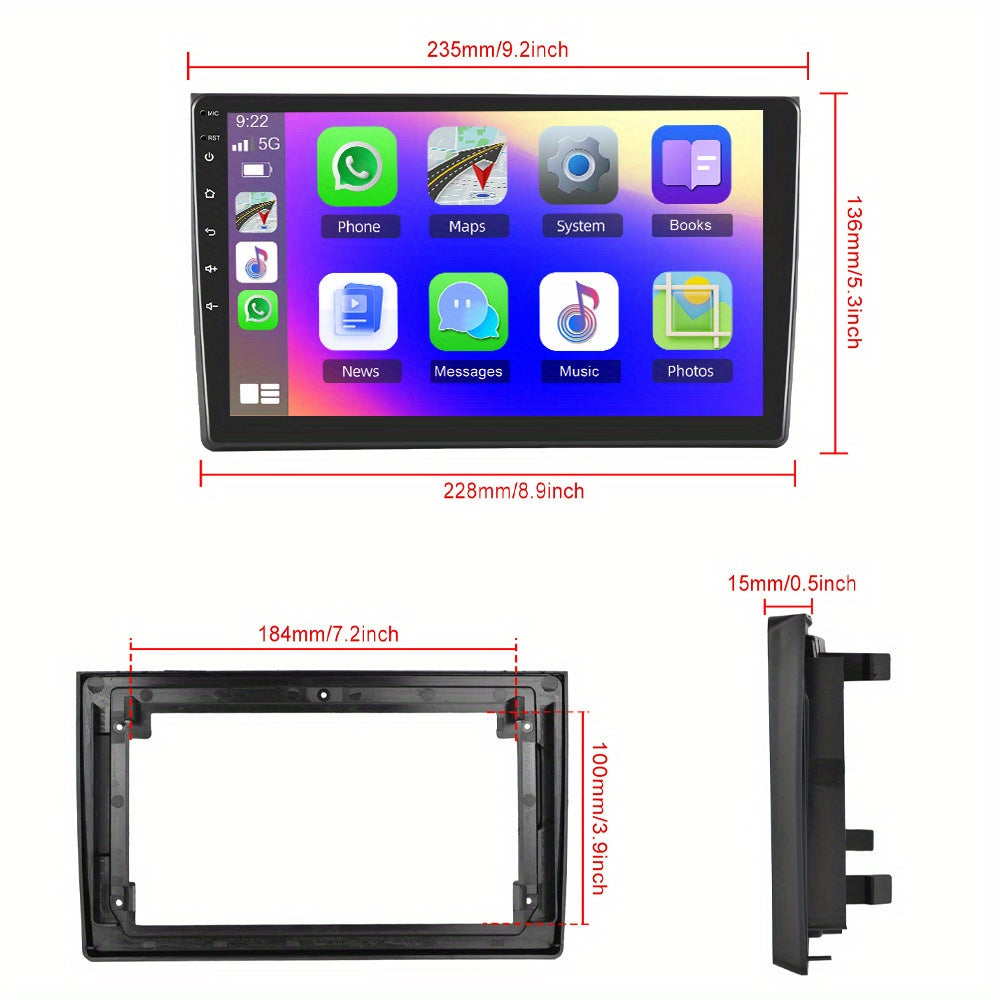Autoradio – Car Radio – Multimedia Systeem – Auto Entertainment – Muzieksysteem – 9 Inch HD Touchscreen – Draadloze CarPlay & Android Auto – Navigatie Met Achteruitrijcamera