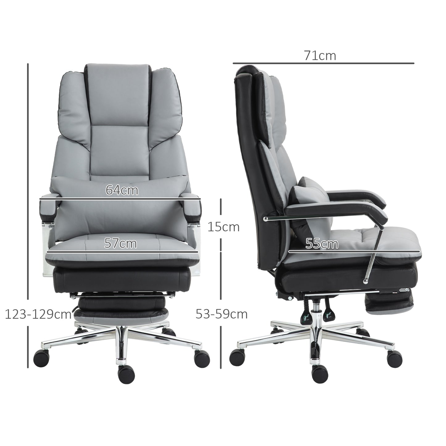 Bureaustoel – Ergonomische Stoel – Office Chair – Kantoorstoel – Computerstoel – Verstelbare Hoogte 123-129 cm – Lichtgrijze Stof Met Zwarte Details
