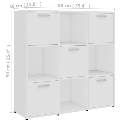 Boekenkast – Boekenrek – Opbergkast – Wandkast – Kubus Kast – Modern Wit Design – 90x90x30 cm – Met Open Vakken en Lades