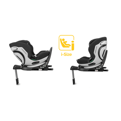 360° Draaibare Autostoel i-Size R129-03 voor Kinderen van 76-150 cm Onyx Zwart - Veilig Kinderautostoeltje met ISOFIX, Zij-impactbescherming en Verstelbare Hoofdsteun - Groep 1/2/3