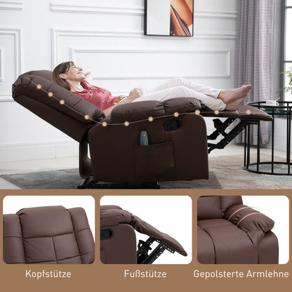 Massagestoel – Relaxstoel – Massagefauteuil – Wellnessstoel – Bruine Kunstleren Massagestoel – Compact Formaat 94x99x99 cm – Met Afstandsbediening