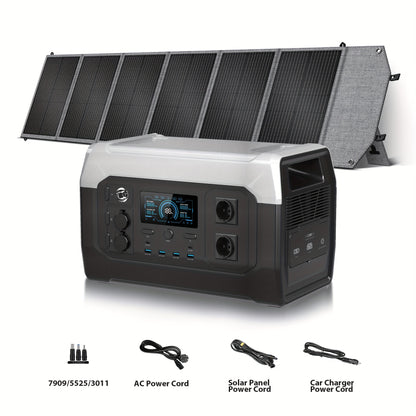 Powerbank – Draagbare Powerstation – Zonnecel Generator – Energiecentrale – Camping Accu – 1800W Nominaal – 3600W Piekvermogen – 1024Wh LifePO4 Batterij – Inklapbaar Zonnepaneel Optie – Snelladen & UPS Functionaliteit