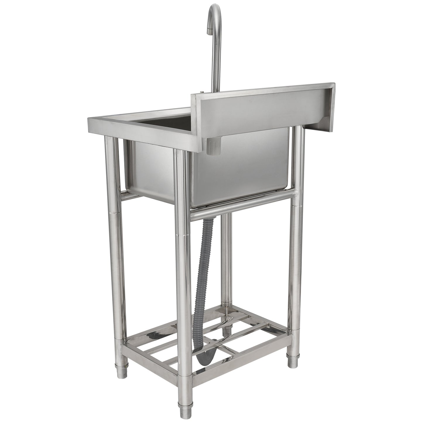Utility Spoelbak – RVS Spoelbak – Inbouw Spoelbak – Werkplaats Wastafel – Keukenbak – Compact Formaat 40x33x22 cm – Inclusief Kraan en Onderstel