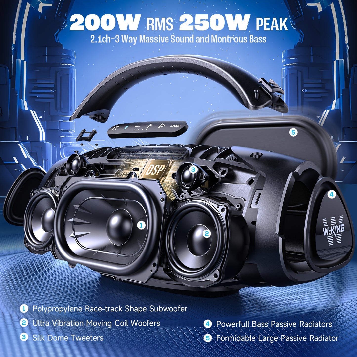 Draadloze Speaker – Bluetooth Speaker – Portable Speaker – Boombox – Outdoor Speaker – 250W Piekvermogen – IP67 Waterbestendig