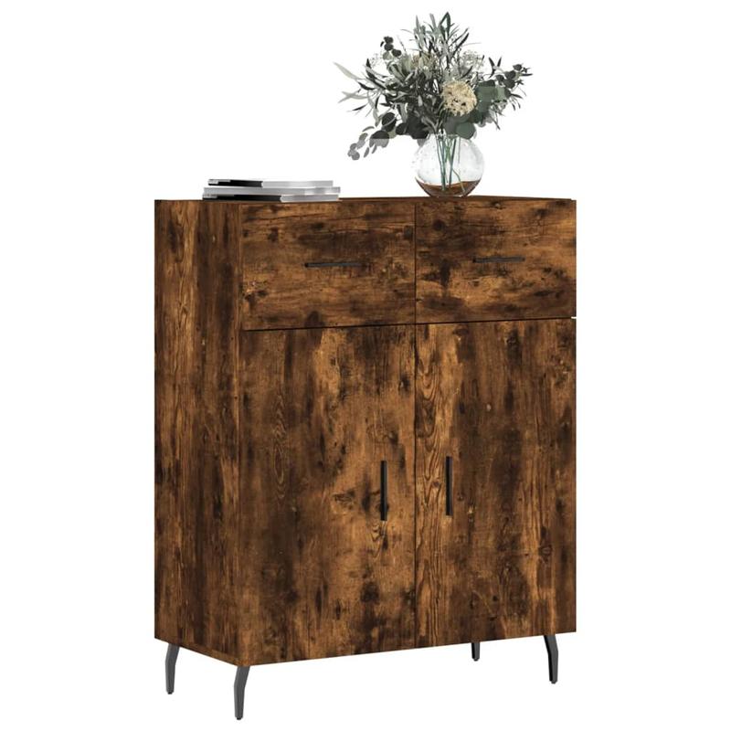 Classic Hardwood Dining Cabinet with Lockable Doors - 69.5x34x90cm Large Core Board Storage Sideboard, Finish, No Electricity Needed