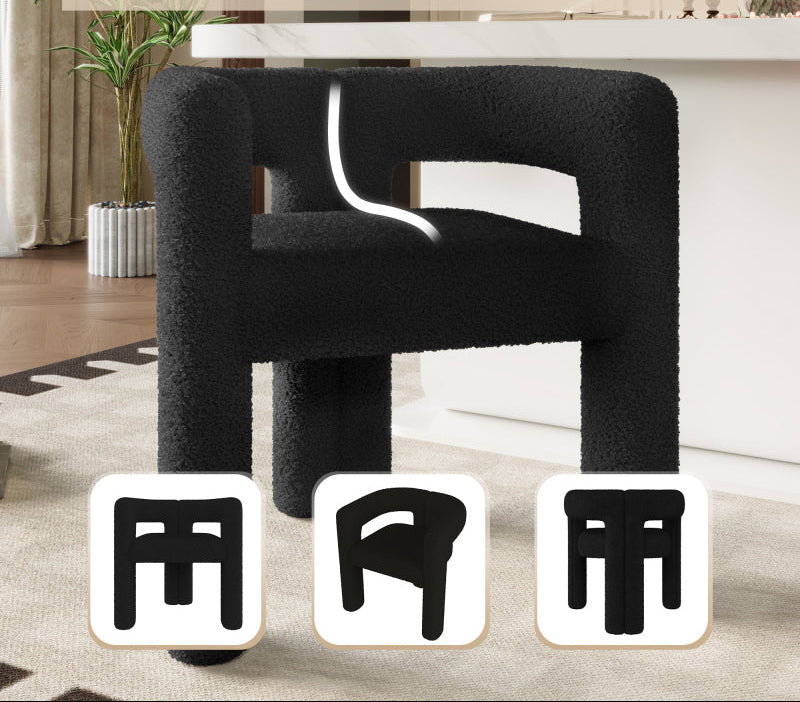 Fauteuil – Zitzak – Loungestoel – Relaxstoel – Sessel – Ergonomisch Design – Teddy Fleece Bekleding – Zwart – Comfortabel – Stijlvol