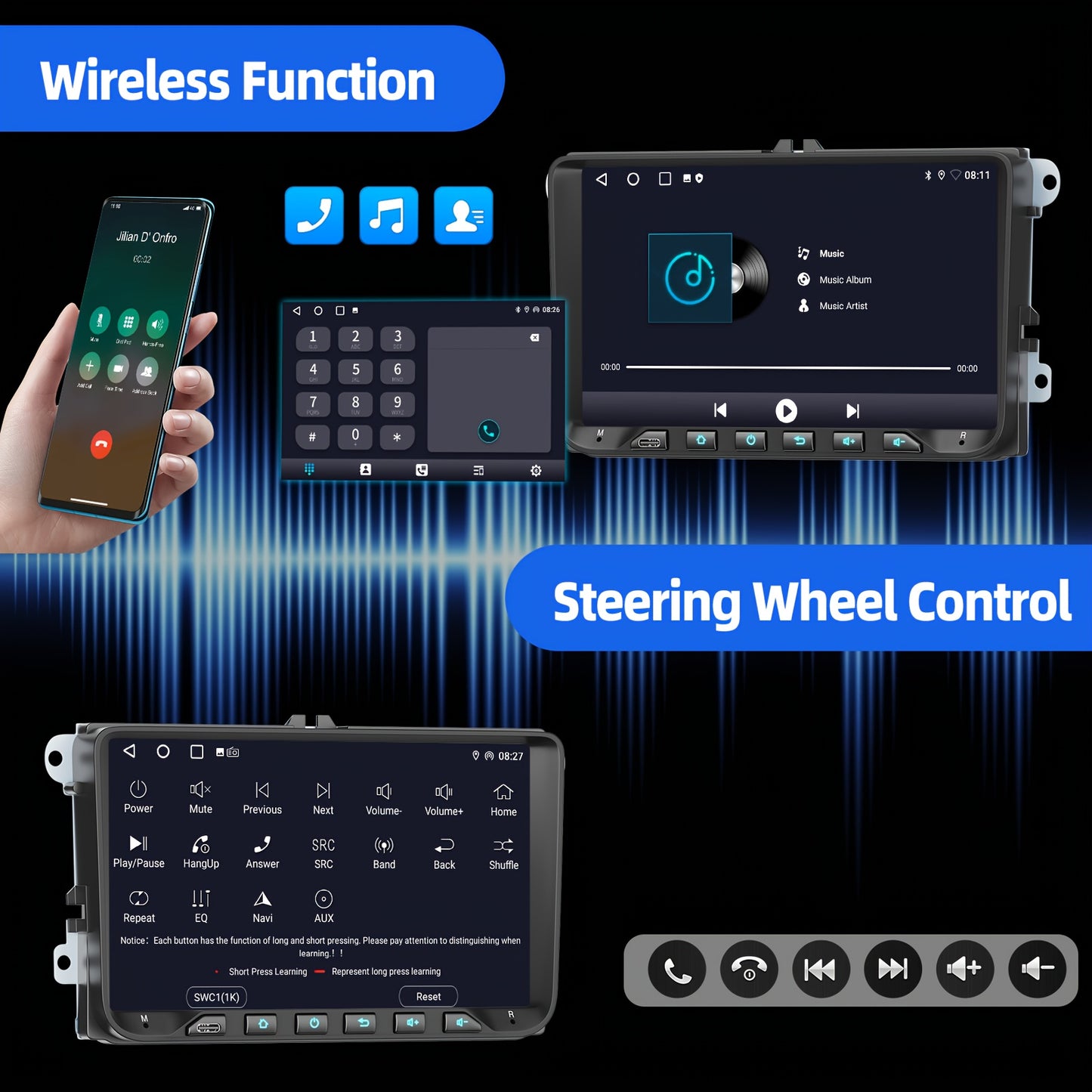 Android Autoradio – Auto Radio – Multimedia Speler – Car Stereo – Navigatiesysteem – 9 Inch IPS Touchscreen – Wireless CarPlay & Android Auto