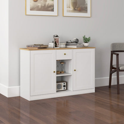 Dressoir – Sideboard – Opbergkast – Buffetkast – Kast – Wit – 120 cm Breed – Melamine Met Lade En Deuren
