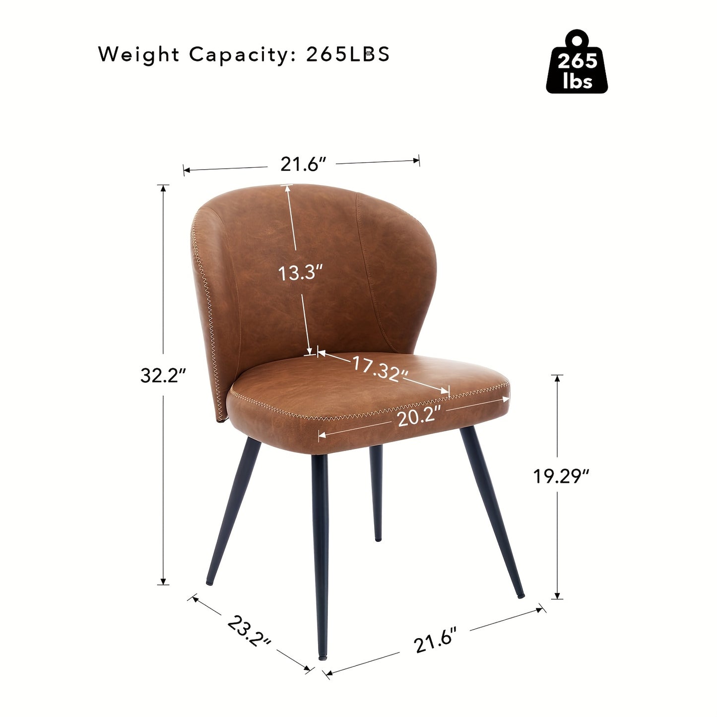 Eetkamerstoelen – Stoelen – Zitkamerstoelen – Keukenstoelen – Design Stoelen – Set Van 2 – Memory Foam Zitting – Kunstleren Bekleding