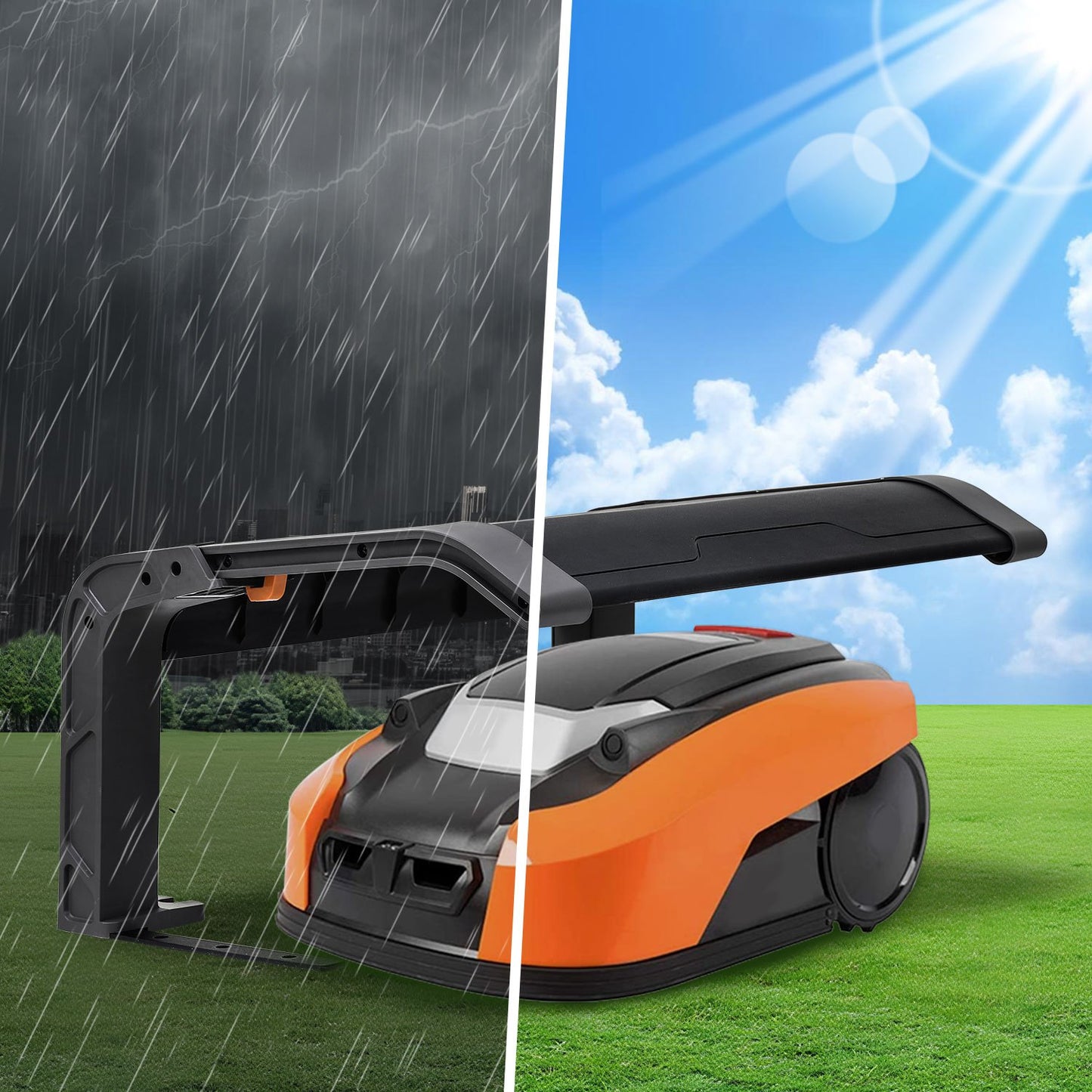 Robot Lawn Mower Garage, Folding Lawn Mower Garage, Garage for Robot Lawn Mowers, 72 x 56 x 36 cm, Easy Assembly, with Metal Feet, UV Protection