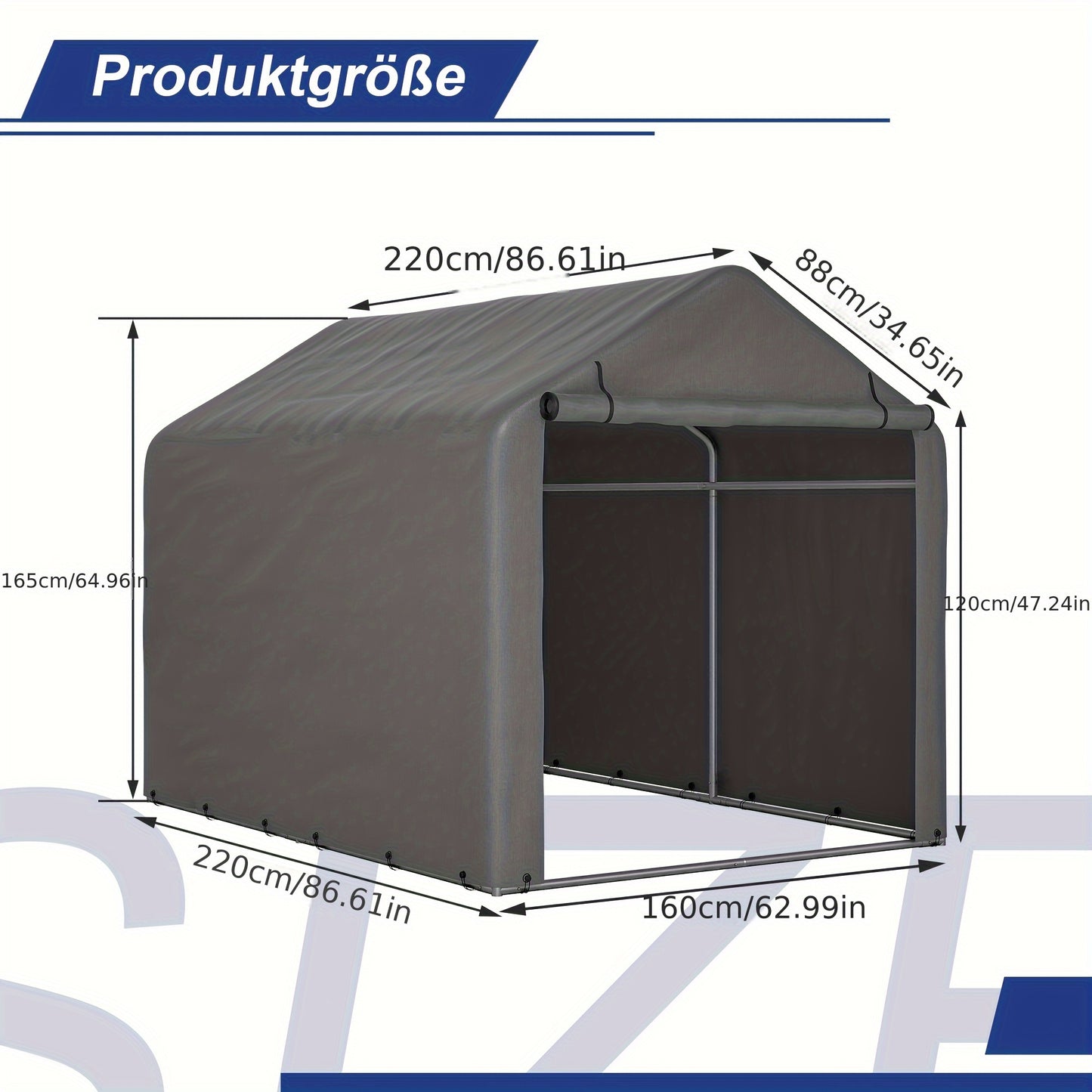 Fietsenstalling – Fietsberging – Fietsenhok – Gereedschapsschuur – Tuinhuisje – 160x220x165 cm – Waterdicht PE Materiaal – Rolluikdeur