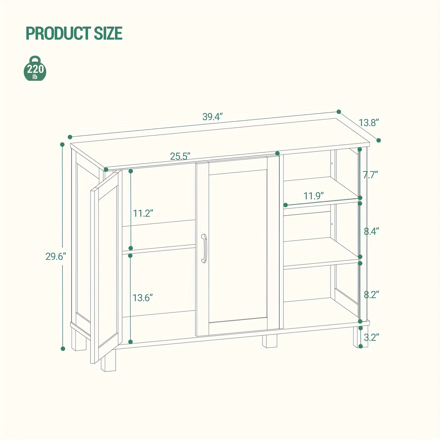 Badkast – Opbergkast – Keukenkast – Woonkamerkast – Badkamermeubel – Wit Design – Verstelbare Plank – 2 Deuren