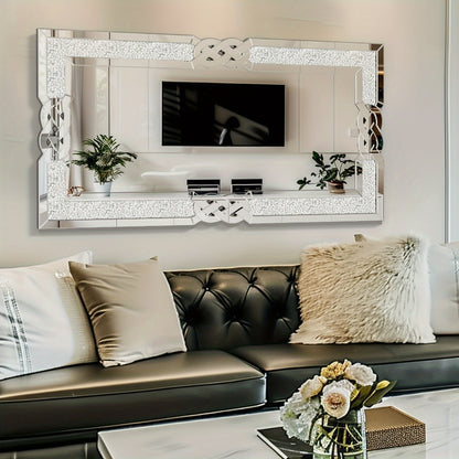 Wandspiegel – Muurspiegel – Decoratieve Spiegel – Luxe Spiegel – Rechthoekige Spiegel – 120x60 cm – Kristal Diamantinleg