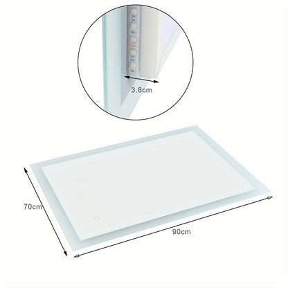 Badkamerspiegel – Wandspiegel – Makeup Spiegel – Slaapkamerspiegel – Aluminium Spiegel – Wit – 90x70 cm – Stevig Aluminium Frame – Eenvoudige Wandmontage