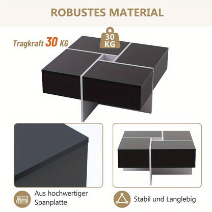 Koffietafel – Salontafel – Tafel – Bijzettafel – Centertafel – Hoogglans Afwerking – Metalen Constructie 70x70x35cm