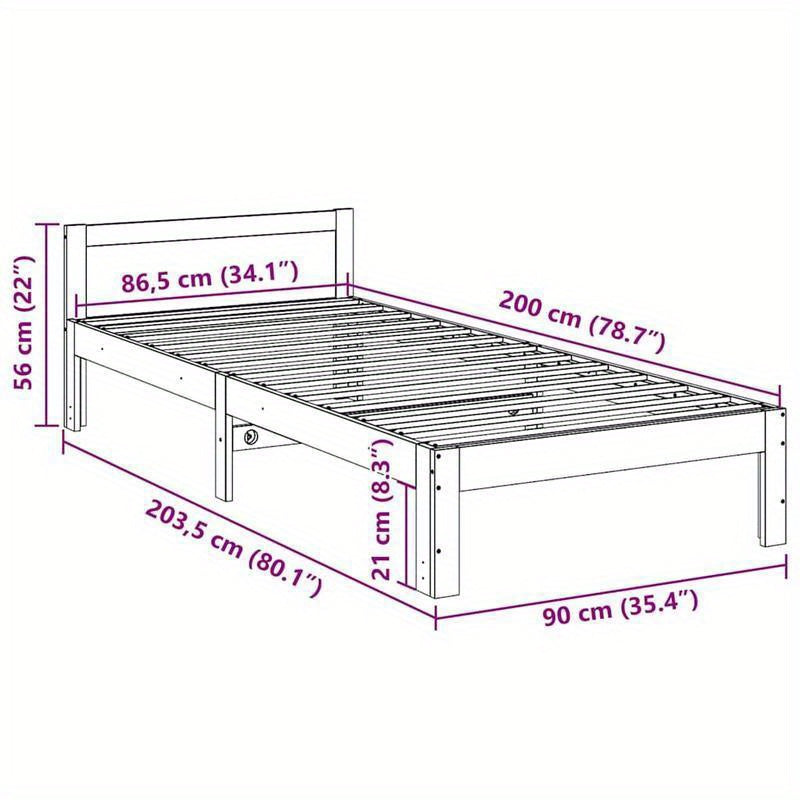 Bedframe – Bedbodem – Bedonderstel – Onderstel – Ledikant – Wit – 90x200 cm – Hardhouten Stevig Design – Vooraf Gemonteerd