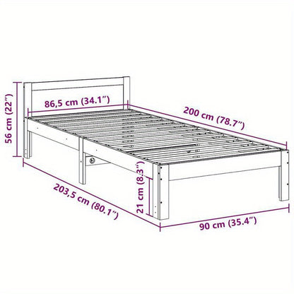 Bedframe – Bedbodem – Bedonderstel – Onderstel – Ledikant – Wit – 90x200 cm – Hardhouten Stevig Design – Vooraf Gemonteerd