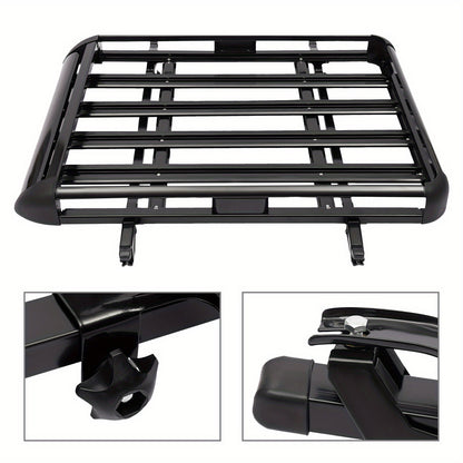 Aluminum Black Roof Rack Cargo Basket - Heavy-Duty 68.04 KG Capacity, Aerodynamic Design with Heavy-Duty Cross Bars & Easy No-Drill Installation, High Quality & Corrosion-Resistant, Large Roof Luggage Carrier for Cars, SUVs,