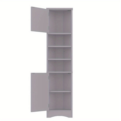 Badkamerkast – Hoekkast – Wastafelonderkast – Opbergkast – Badmeubel – Ruimtebesparend – MDF Met Vochtbestendige Lak – 36,5x24,5x170 cm – Dubbele Deuren – Verstelbare Planken
