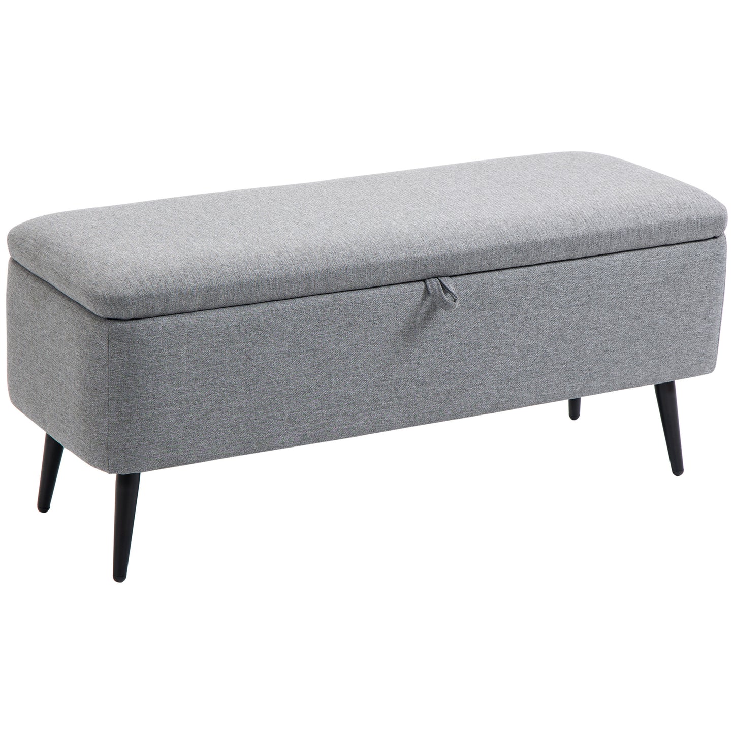 Opbergbank – Zitbank – Opbergbox – Halbank – Opbergkist – Polyester Linnenlook – Stalen Poten – 150 Kg Draagvermogen – 101x38,5x44,5 Cm – Grijs