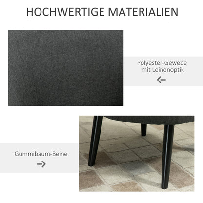 Fauteuil – Leunstoel – Relaxstoel – Zithoekstoel – Grijze Linnenlook – Draagvermogen 150 kg – Compact 71x65x75 cm