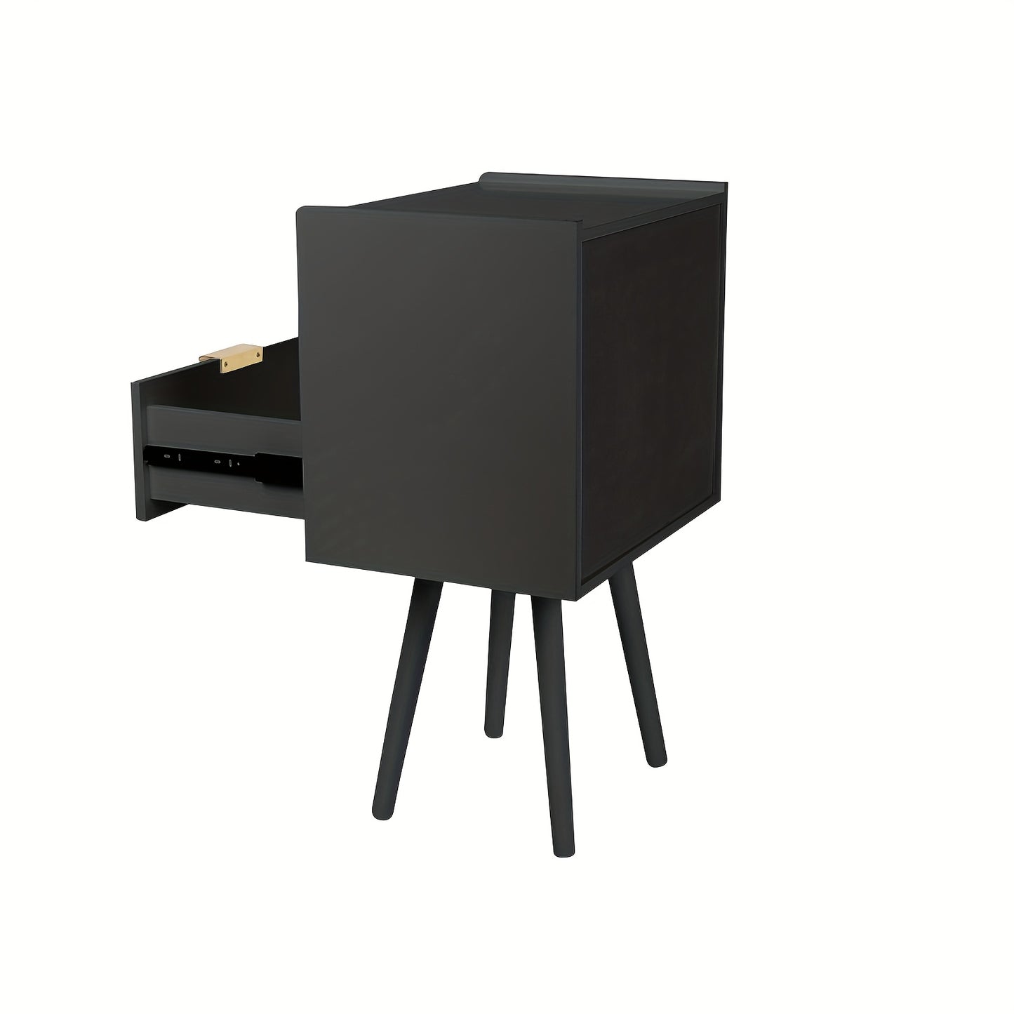 Nachtkastje – Nachtkast – Ladekastje – Bijzettafel – Opbergkastje – Compact Zwart – Houten Frame – 42x30x65 cm – Mid-Century Modern Design