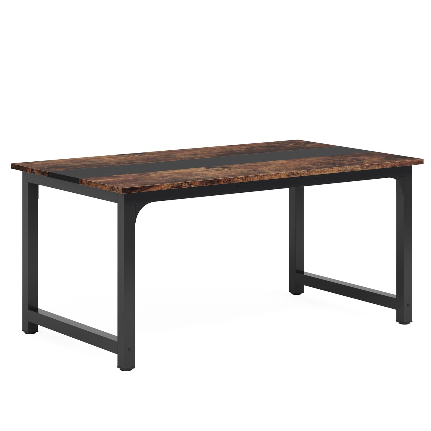 160.02cm x 80.01cm Heavy-Duty Industrial Dining Table & Desk - Rustic Brown Engineered Wood Top with Metal Legs, Large Rectangular Surface for Kitchen, Conference, Home Office - Easy ssembly, Fits 4-6 People (Table Only), Kit